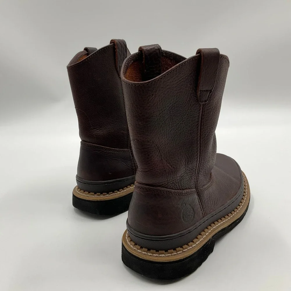 Georgia Boot Wellington Leather Boots Boys 4M Western Gorpcore Americana Farm